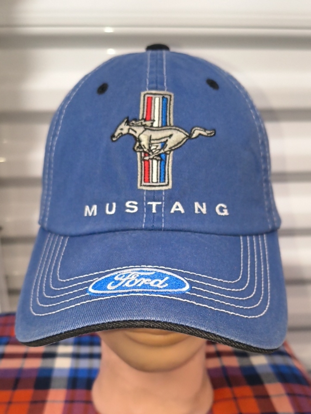 Checkered Flag Sports Ford Mustang Embroidered Tri-bar Baseball Cap Hat OSFM